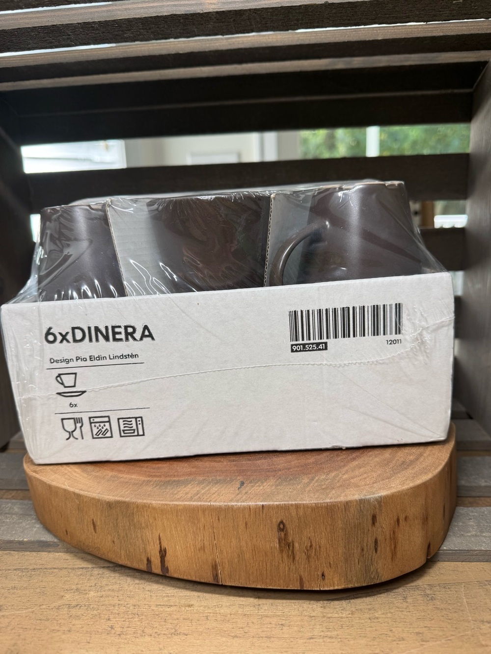 New in Box IKEA Dinera Brown, 6 10oz. Mugs & Saucers